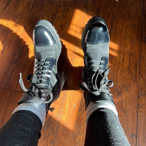 New Prada Re-Nylon and Leather Booties in Black Nero 39 - Picture 10 of 13